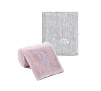 CREVENT 2Pcs 75cmX100cm Cute Cozy Fluffy Warm Baby Blankets for Infants Toddlers' Bedding Crib Cot Stroller - Grey Cloud + Cat