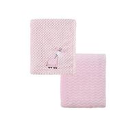 CREVENT 2Pcs 75cmX100cm Cute Cozy Fluffy Warm Baby Blankets for Infants Toddlers' Bedding Crib Cot Stroller - Giraffe + Pink