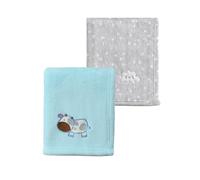CREVENT 2Pcs 75cmX100cm Cute Cozy Fluffy Warm Baby Blankets for Infants Toddlers' Bedding Crib Cot Stroller - Grey Cloud + Blue Cow