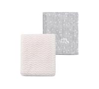 CREVENT 2Pcs 75cmX100cm Cute Cozy Fluffy Warm Baby Blankets for Infants Toddlers' Bedding Crib Cot Stroller - Grey Cloud + Wave White