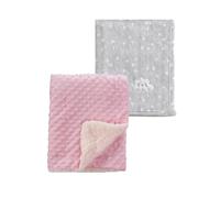 CREVENT 2Pcs 75cmX100cm Cute Cozy Fluffy Warm Baby Blankets for Infants Toddlers' Bedding Crib Cot Stroller - Grey Cloud + Pink Sherpa