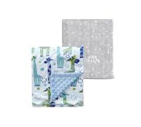 CREVENT 2Pcs 75cmX100cm Cute Cozy Fluffy Warm Baby Blankets for Infants Toddlers' Bedding Crib Cot Stroller - Grey Cloud + Mink Giraffe