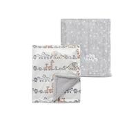 CREVENT 2Pcs 75cmX100cm Cute Cozy Fluffy Warm Baby Blankets for Infants Toddlers' Bedding Crib Cot Stroller - Grey Cloud + Mink Animal