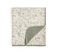 CREVENT 40''X40'' 100% Organic Cotton Muslin Baby Blanket for Newborns, Essential for Baby Shower Birthday Gift - Dinosaur 100X100cm