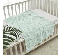 CREVENT 75cmX100cm Cozy Soft Warm Sherpa Baby Blanket for Girls Boys, Newborn Essentials for Infant, Baby Shower Receiving Gift - Green Heart