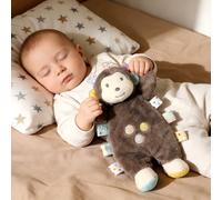 CREVENT Cozy Plush Baby Animal Head Security Blanket, Soft Monkey Lovey with Crinkle Arms for Baby Girls & Boys Birthday Gift
