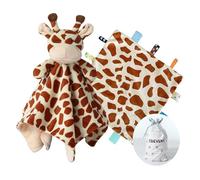 CREVENT Cozy Plush Baby Comforter Security Blanket, Loveys for Baby Girls and Boys, Birthday (Giraffe + Dot Tag)