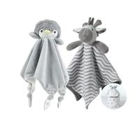 CREVENT Cozy Plush Baby Comforter Security Blanket, Loveys for Baby Girls and Boys, Birthday (Zebra + Penguin)