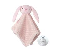 CREVENT Cozy Plush Baby Security Blanket Loveys for Baby Girls Boys, Stuffed Animal Ring Rattle Shaker Toy for Newborns (Bunny)