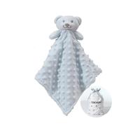CREVENT Cozy Plush Baby Security Blanket Loveys, Soft Fleece Comforter Cuddle Blanket, Great Gifts for Baby Showers (Blue Bear)