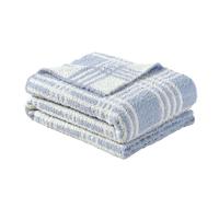 CREVENT Cozy Soft Warm Chenille Baby Blanket for Girls Boys, Newborn Essentials for Infant, Baby Shower Receiving Gift - Line Checked Blue 75X100cm