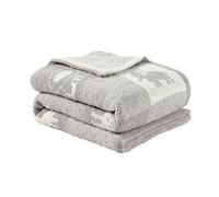 CREVENT Cozy Soft Warm Chenille Baby Blanket for Girls Boys, Newborn Essentials for Infant, Baby Shower Receiving Gift - Animal Grey 75X100cm
