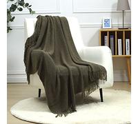 CREVENT - Decorative Woven Blanket for Couch, Chair, Bed or Travel, Warm, Lightweight, Soft and Comfortable for All Seasons (50" X 60", Army Green)