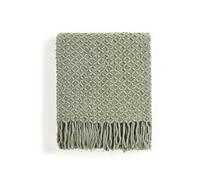CREVENT Farmhouse Boho Knitted Throw Blanket for Couch Sofa Chair Bed Home Decoration, Soft Warm Cozy Light Weight for Spring Summer Fall (127cmX152cm Sage Green)