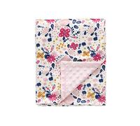 CREVENT Floral Baby Blanket with Dotted Backing for Girls, Soft Plush Receiving Crib Blanket for Newborns Toddlers Bedding - Flowers 75cmX100cm