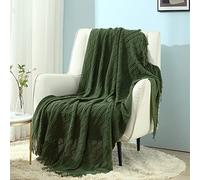 CREVENT Knitted Decorative Throw Blanket for Couch Sofa Chair Bed，Soft Warm Cozy Light Weight for Spring Summer (127cmX152cm Forest Green)