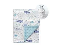 CREVENT Mink Nursery Blanket for Girls Boys Unisex, Soft Comfy Receiving Blanket with Dotted Backing for Newborns Toddlers - 75cmX100cm (Space)