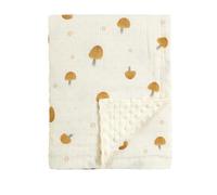 CREVENT Organic Muslin Cotton Baby Blanket for Newborns, Soft Mink Backing, Essential for Baby Shower Birthday Gift - Mushroom 75X100cm