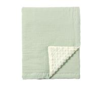 CREVENT Organic Muslin Cotton Baby Blanket for Newborns, Soft Mink Backing, Essential for Baby Shower Birthday Gift - Green 75X100cm