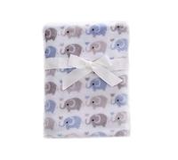 CREVENT Soft Baby Blanket for Newborn Unisex,Fleece Plush Pram Blanket,Cozy and Warm,Great Gift for Baby,Toddlers, Boys and Girls. (75cmX100cm Blue and Grey Elephant)