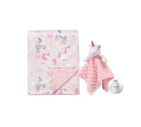 CREVENT Soft Cozy Baby Blankets for Boys Girls + Security Blanket, Set with A Gift Bag Newborn Essentials (Unicorn)