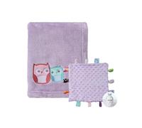 CREVENT Soft Cozy Baby Blankets for Boys Girls + Taggie Blanket, Set with A Gift Bag Newborn Essentials (Purple)