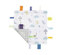 CREVENT Tag Security Blankets for Babies, Soft Small Loveys for Boys, Baby Comforter Sensory Blanket, Great Gifts for Birthday Baby Shower (24X24cm Dino)