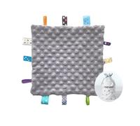 CREVENT Tag Security Blankets for Babies, Soft Small Loveys for Girls, Baby Comforter Sensory Blanket, Great Gifts for Birthday Baby Shower 24X24cm (Grey)