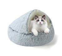 Crevice Calming Cat Beds for Indoor Cats - 20x20 Inch Small Self Warming Cat Bed Washable, Built-in Support, Stable Non-Collapsing, Anti-Anxiety Soft Anti-Slip Kitten Beds Fluffy With Cover Cave