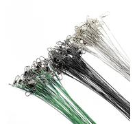 Crevyteg 10PCS Fishing Wire Leaders, Stainless Steel Fishing Line Leader with Swivels Snaps, Heavy Duty Pike Wire Trace Anti-Bite Fishing Lure Wire Leader for Saltwater Freshwater-Black 15cm