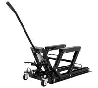 Crevyteg 1500 lbs Hydraulic Motorcycle Lift Jack - Heavy Duty Steel Scissor Table with Safety Lock, Non-Slip Platform & 4 Wheels - Adjustable 4.7"-14.57" Height - Garage & Workshop Stand - Black