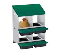 Crevyteg 2-Tiers Rollaway Chicken Nesting Box, 4-Compartment Metal Laying Boxes with Pull-Out Egg Box, Inclined Waterproof Roof, Ventilated Holes Hen Nesting Box Egg Collection for Poultry Ducks,Green