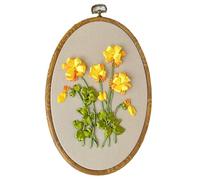 Crevyteg 3D Ribbon Embroidery Kits for Beginner, Stamped Cross Stitch Starter Kits, Needle Point Embroidery Kits for Adults Kids, DIY Craft Handmade Embroidery Kit for Craft Lover - Orange