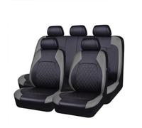 Crevyteg 9 Pieces Car Seat Covers Set, PU Leather Seat Protection Covers, Full Set Universal Size Front Rear complete with headrest Covers for Most Cars Trucks Van SUV grey 9-piece set