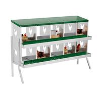 Crevyteg Chicken Nesting Box, 2-Tiers Metal Chicken Egg Laying Box with Water Resistnat Sloped Roof, Easy Cleaning Egg Collection Boxes for Chickens, Hens, Ducks,10-Compartment with Leg,Green