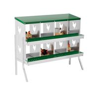 Crevyteg Chicken Nesting Box, 2-Tiers Metal Chicken Egg Laying Box with Water Resistnat Sloped Roof, Easy Cleaning Egg Collection Boxes for Chickens, Hens, Ducks,8-Compartment with Leg,Green