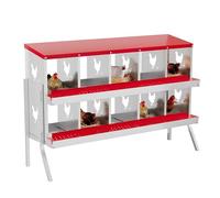 Crevyteg Chicken Nesting Box, 2-Tiers Metal Chicken Egg Laying Box with Water Resistnat Sloped Roof, Easy Cleaning Egg Collection Boxes for Chickens, Hens, Ducks,8-Compartment with Leg,Green