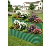 Crevyteg Extra Deep Galvanized Steel Raised Garden Beds Planter Box for Vegetables Flowers Herbs Outdoor Gardening with Open Base Drainage Ergonomic Height Easy Tool-Free Assembly Rust Resistant