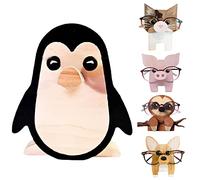 Crevyteg Eyeglass Spectacle Holder Stand, Cute Animal Wooden Sunglasses Display Stand, Funny Glasses Display Holder Rack for Bedroom Office Desk - penguin