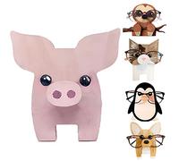 Crevyteg Eyeglass Spectacle Holder Stand, Cute Animal Wooden Sunglasses Display Stand, Funny Glasses Display Holder Rack for Bedroom Office Desk - Piggy