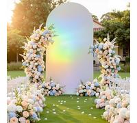 Crevyteg Gilded Arch Backdrop Covers, 0.8x1.8m U-Shaped Wedding Arch Cover with Bottom Zipper,Elastic Gilded Cloth + Milk Silk Photography Background Decor for Wedding Birthday Party Ceremony,Colorful