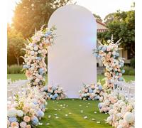 Crevyteg Gilded Arch Backdrop Covers, 1.2x2.2m U-Shaped Wedding Arch Cover with Bottom Zipper,Elastic Gilded Cloth + Milk Silk Photography Background Decor for Wedding Birthday Party Ceremony,Colorful