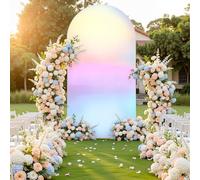 Crevyteg Gilded Arch Backdrop Covers, 1x2m U-Shaped Wedding Arch Cover with Bottom Zipper, Elastic Gilded Cloth + Milk Silk Photography Background Decor for Wedding Birthday Party Ceremony,Colorful