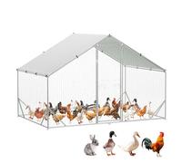 Crevyteg Large Chicken Coop, Walk In Chicken Run Cage with Water-Resident and Anti-UV Cover, Galvanised Steel Metal Enclosure Poultry House for Hens Ducks Rabbits Dogs,300cm L x 200cm W x174cm H,B