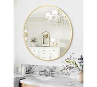 Crevyteg Modern Round Wall Mirror for Home - Gold Metal Frame, Shatterproof Glass, Easy to Hang, Ideal for Bathroom, Living Room, Entryway, Vanity, Hallway, Farmhouse Decor - 30" Round Gold