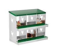 Crevyteg Portable Chicken Nesting Box, 2-Tiers Metal Chicken Egg Laying Box with Water Resistnat Sloped Roof, Easy Cleaning Egg Collection Boxes for Chickens, Hens, Ducks,6-Compartment,Green