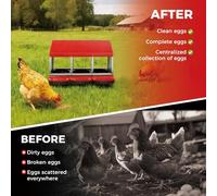 Crevyteg Rollaway Chicken Nesting Box, 3-Compartment Metal Laying Boxes with Pull-Out Egg Box, Inclined Waterproof Roof, Ventilated Holes Hen Nesting Box Egg Collection for Poultry Ducks, Red
