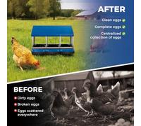 Crevyteg Rollaway Chicken Nesting Box, 3-Compartment Metal Laying Boxes with Pull-Out Egg Box, Inclined Waterproof Roof, Ventilated Holes Hen Nesting Box Egg Collection for Poultry Ducks, Blue