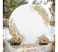 Crevyteg Round Arch Backdrop Covers, Circle Arch Frame Stand With Bottom Zipper, Multipurpose Wedding Arched Background Set for Wedding Baby Shower Birthday Party Photography - White 6ft