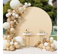 Crevyteg Round Arch Backdrop Covers, Circle Arch Frame Stand With Bottom Zipper, Multipurpose Wedding Arched Background Set for Wedding Baby Shower Birthday Party Photography - champagne 6ft